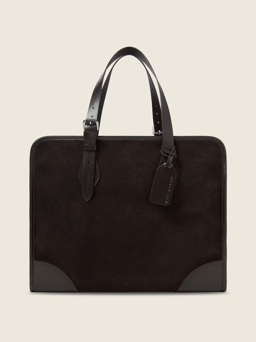 Sac cabas Paul Marius LeCabas L en cuir suédé chocolat