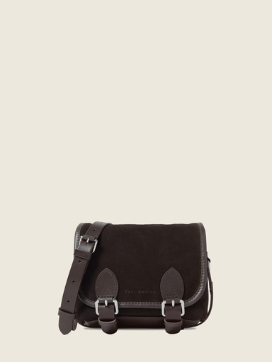 Sac bandoulière Paul Marius Loulou S en cuir suédé chocolat