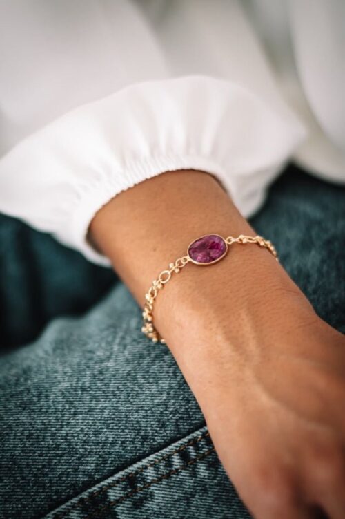 Bracelet plaqué or BY 164 - Iris rose