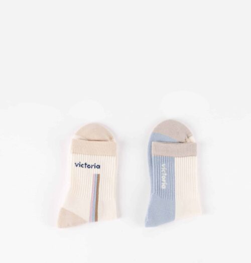 Chaussettes - Victoria - Hautes - Logo - Pack de deux - Azure/Blanc