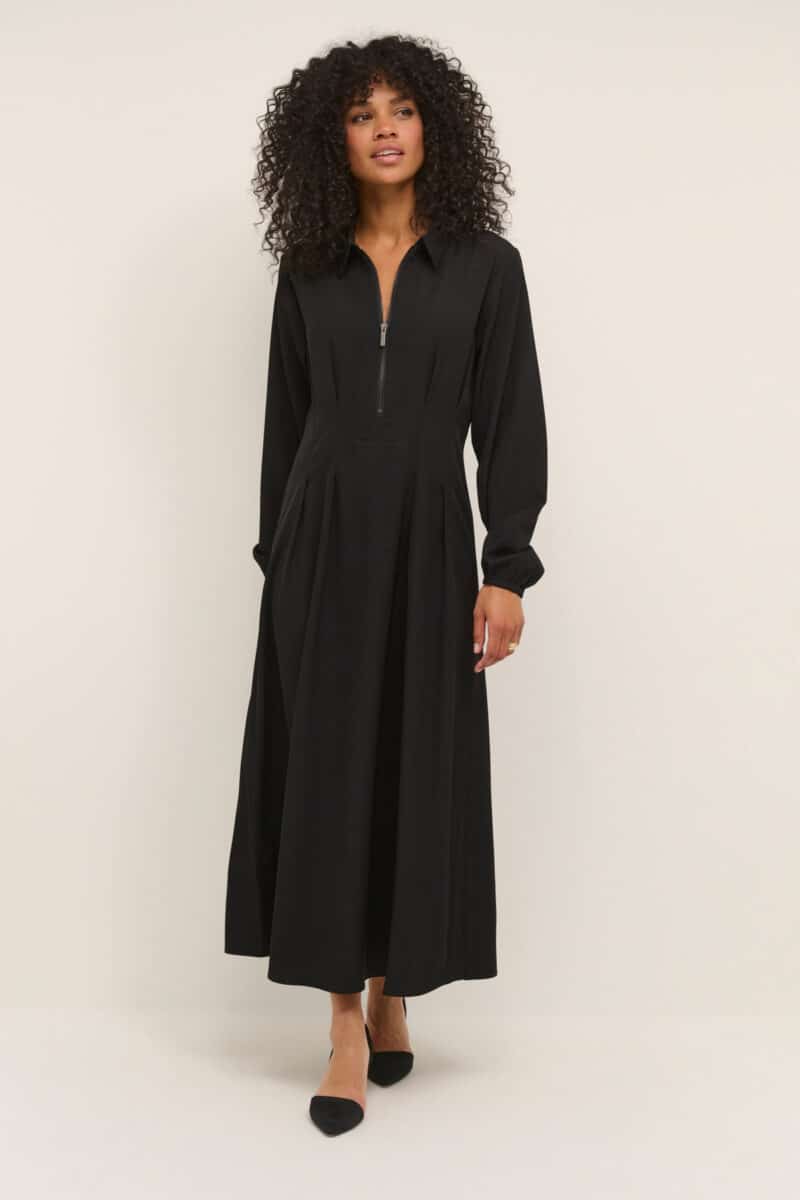 robe longue avec zip et manches longues kaffe kaedmonia dress noir 04