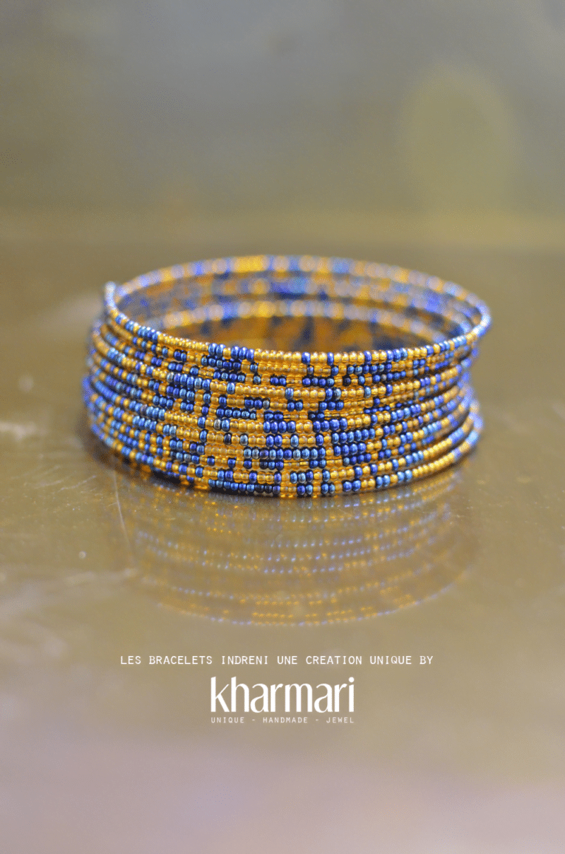 Bracelet spirale en perles de verre Kharmari INDRENI© 035 Bleu Kharmari 14426 2