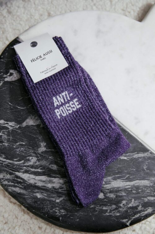 Chaussettes - Félicie - Anti-poisse paillettes violettes - 36/40