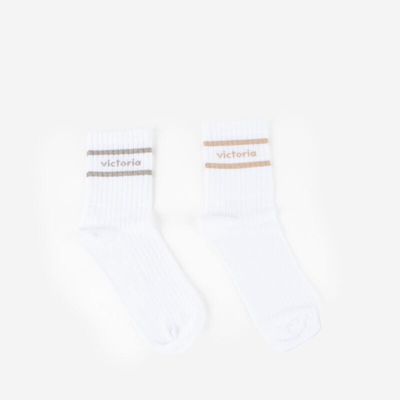 chaussettes blanches lurex victoria dore et argente 02