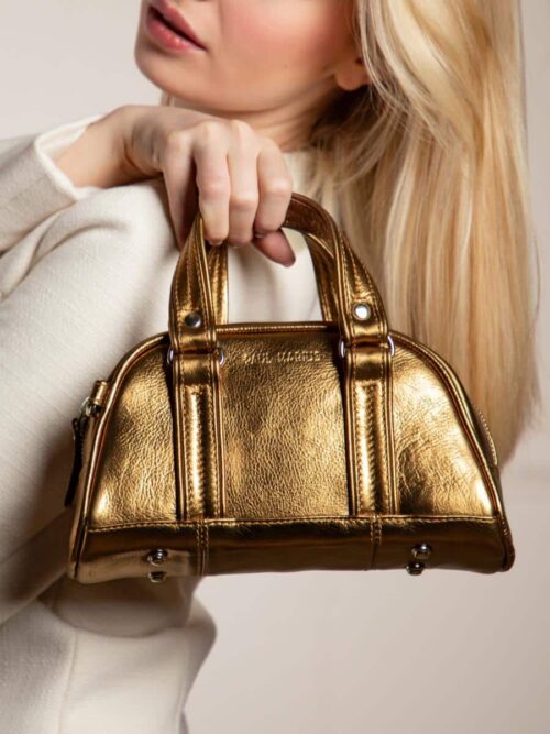 Sac à main porté épaule en cuir - Paul Marius - Le mini bowling - Bronze