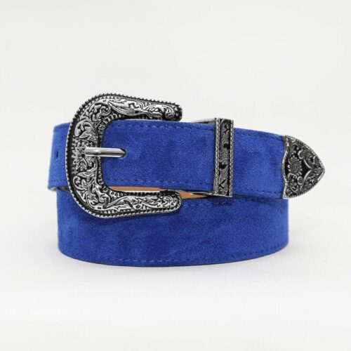 Ceinture en cuir avec boucle - Florence - Bleu roi