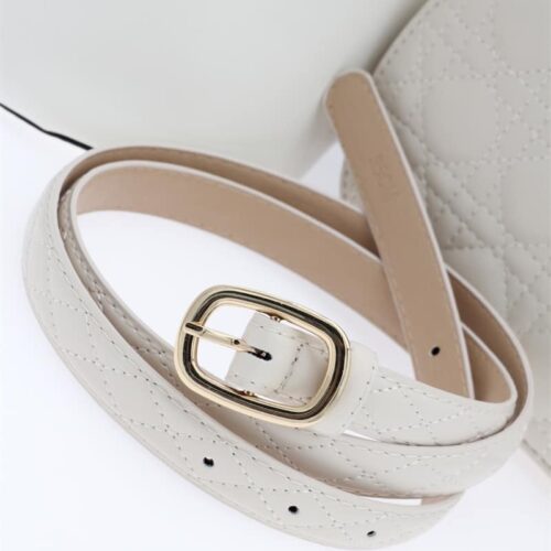 Ceinture texturé avec boucle doré - Maelle - Blanc