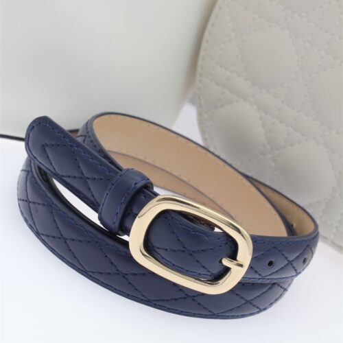 Ceinture texturé avec boucle doré - Maelle - Bleu foncé