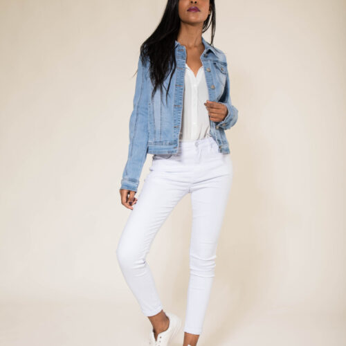 Veste en jeans coupe cintrée - Laurence - Bleu clair
