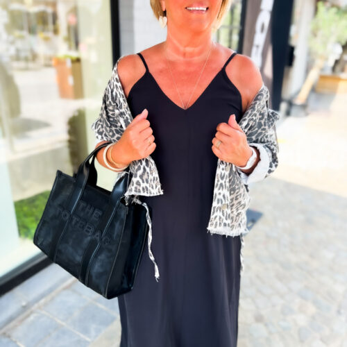 Robe longue fines bretelles unie - Loris - noir