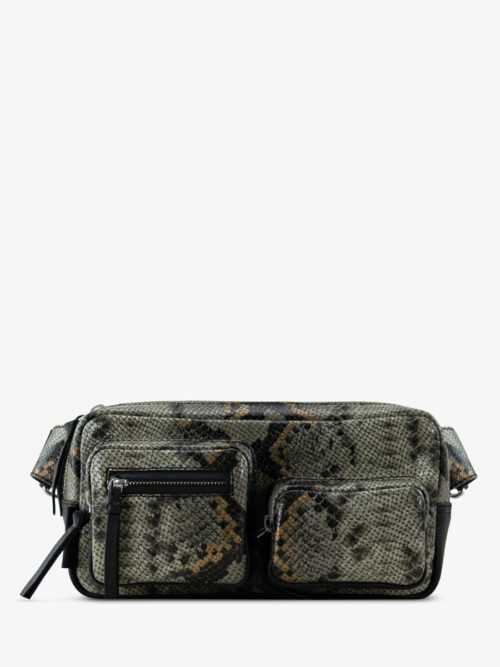 SAC BANANE CUIR UNISEX - LABANANE 90'S PYTHON - GRIS / NOIR
