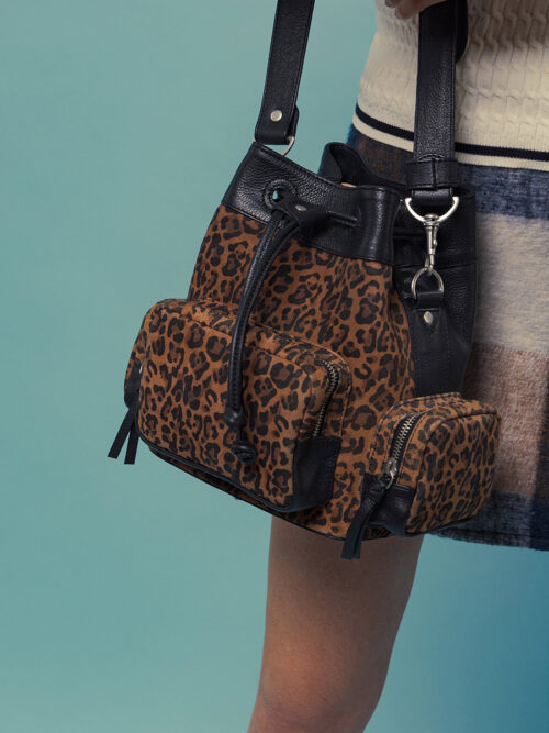 SAC SEAU CUIR LÉOPARD NOIR UNISEXE LESEAU 90'S LÉOPARD - NOIR