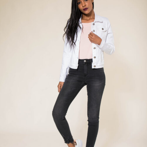 Veste en jeans coupe cintrée - Marina - Blanc