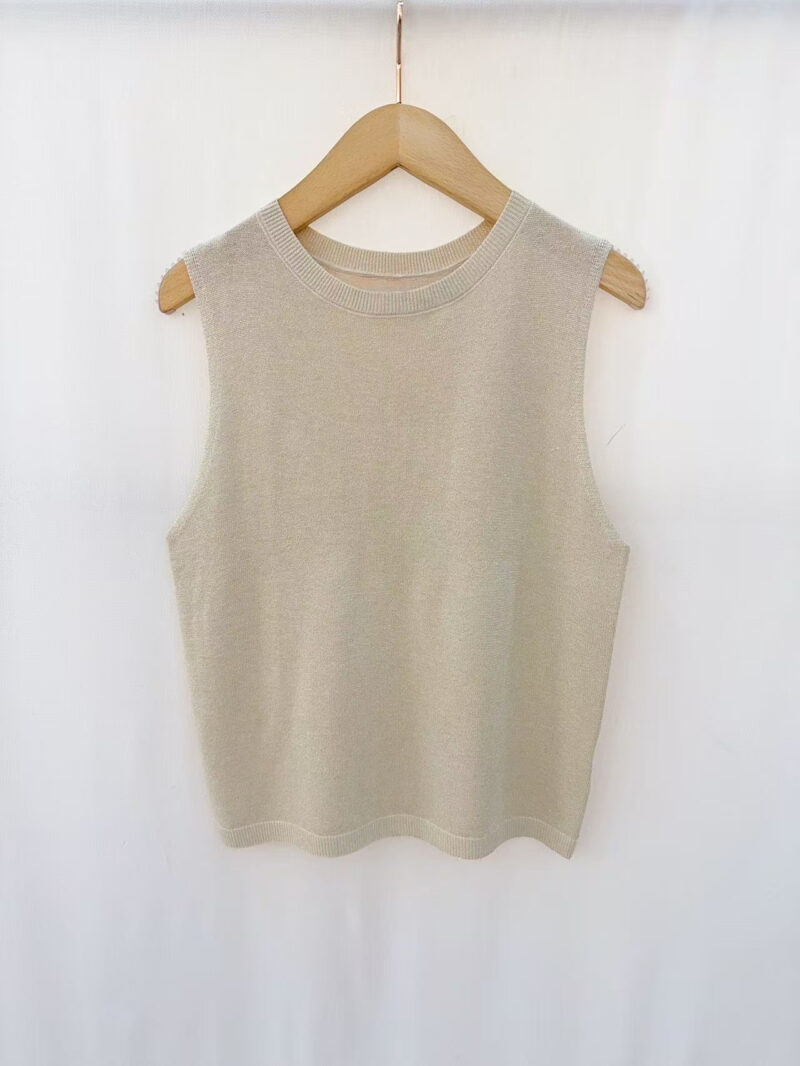 Haut fines mailles uni brillant Brani beige Dame 17491 2