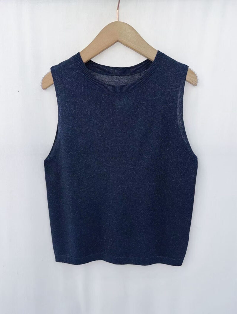 Haut fines mailles uni brillant Brani marine Dame 17488 2