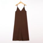 Robe longue fines bretelles unie - Loris - chocolat