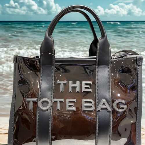 Sac cabas bi-matière vinyle - The Tote Bag - Noir