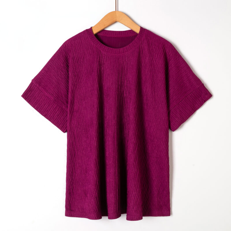 blouse unie col rond max violet 01