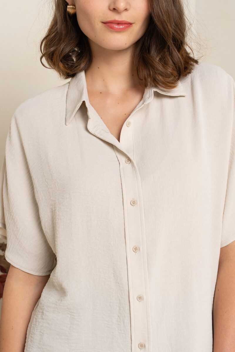 chemise unie coupe large erica beige 05