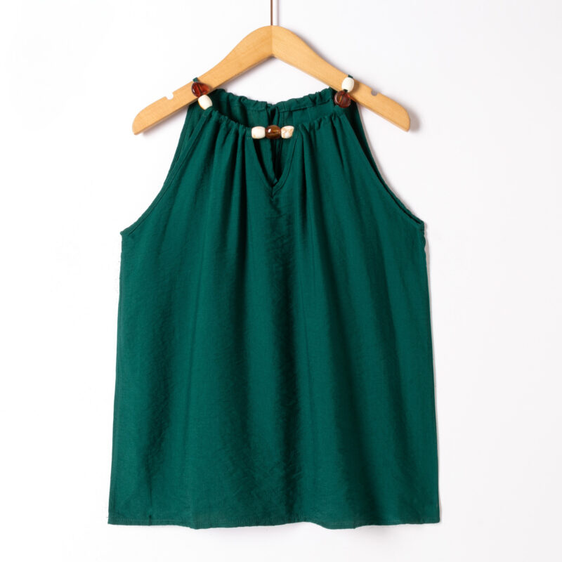 haut fluide avec perles rani vert fonce 01
