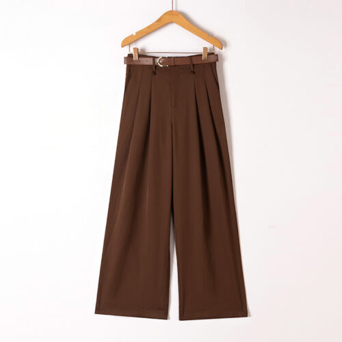 Pantalon à pinces fluide avec ceinture - Samy - café