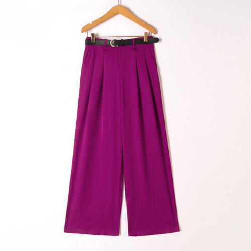 Pantalon à pinces fluide avec ceinture - Samy - prune