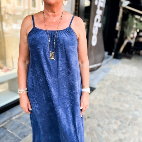 Robe en éponge fines bretelles réglables - Erin - marine