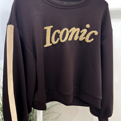 Sweat avec bandes ultra doux - iconic - chocolat