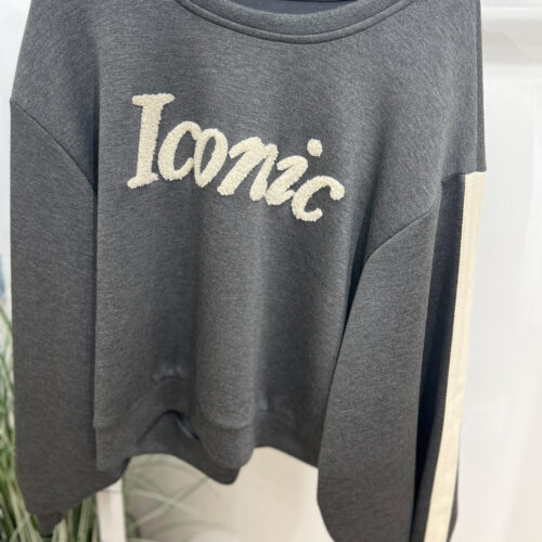 Sweat avec bandes ultra doux - iconic - gris