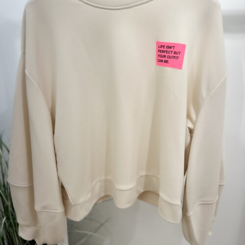 Sweat manches ballon avec patch - Perrine - beige