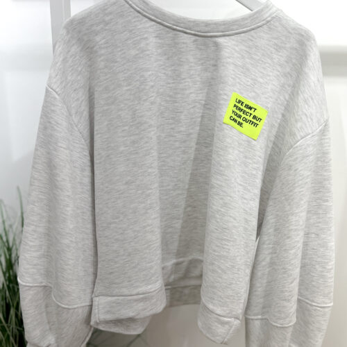 Sweat manches ballon avec patch - Perrine - gris