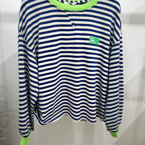 Sweat-shirt bicolore avec match - Audrey - bleu et vert