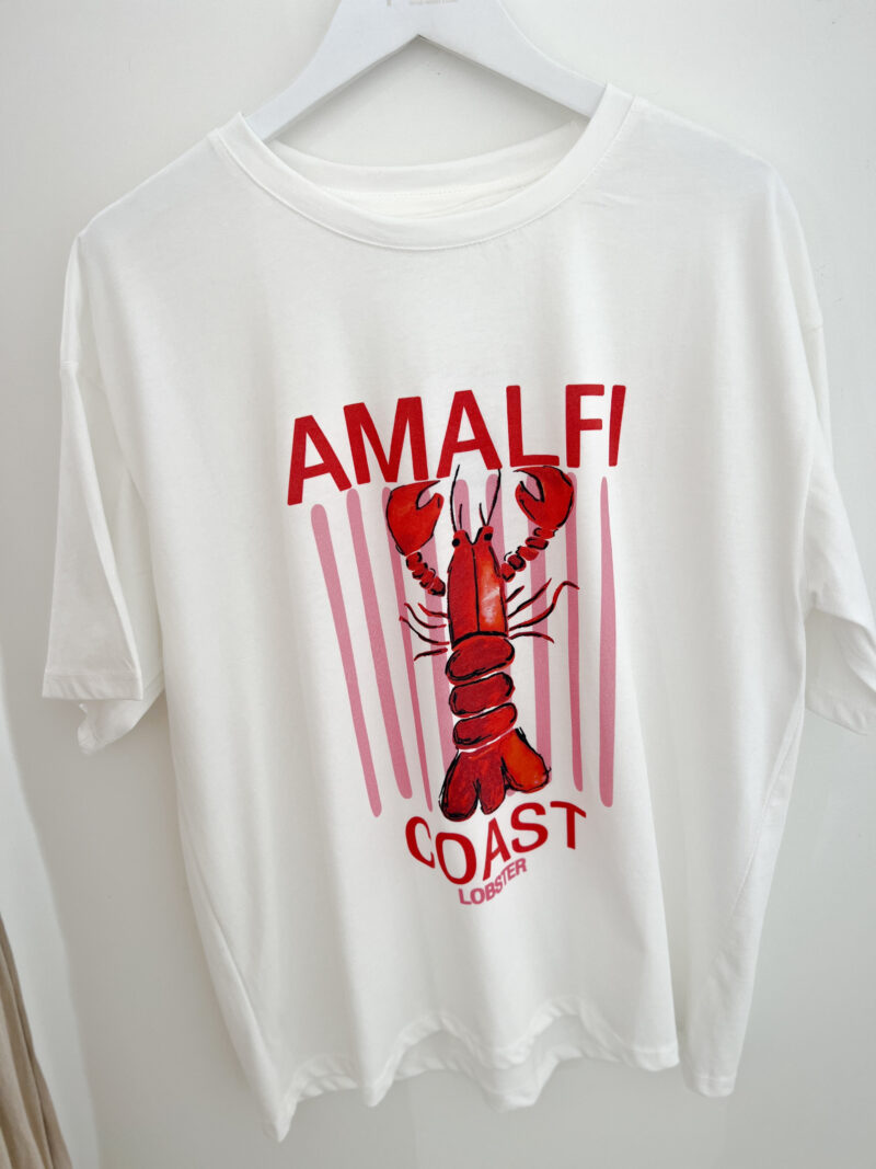 t shirt oversized imprime homard blanc 01