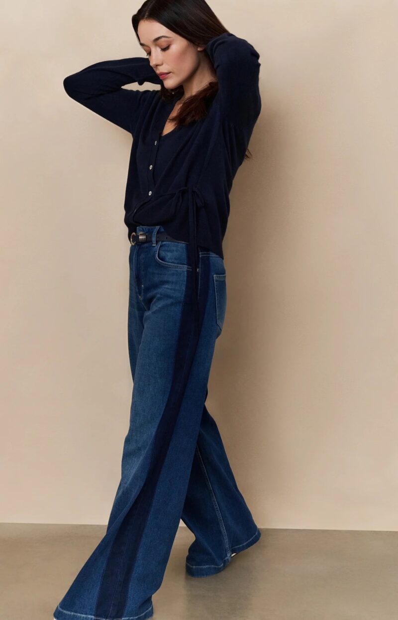 jean taille haute avec empiecement coupe large l34 yaya bleu 12