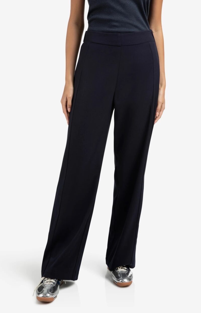 pantalon droit et large avec des coutures travaillees yaya bleu marine 08