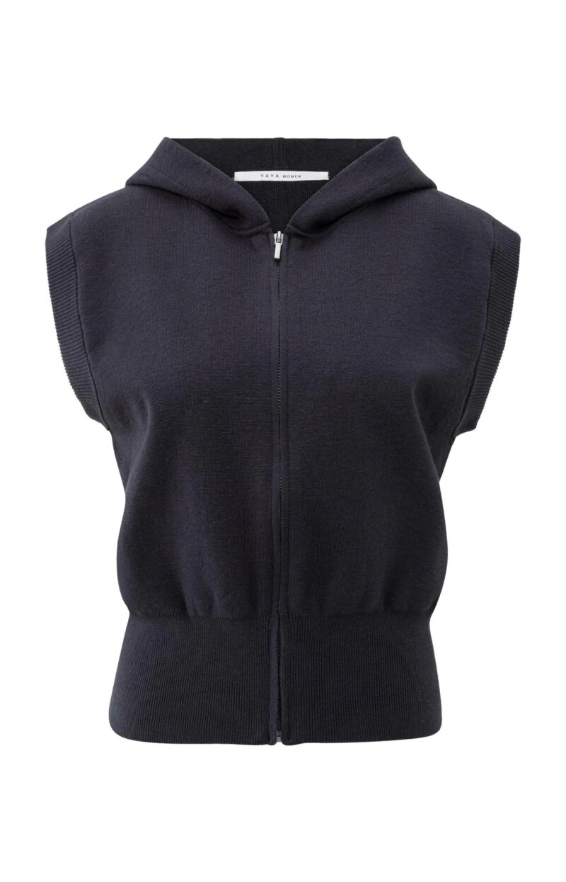 sweat a capuche sans manches avec fermeture eclair yaya marine 05