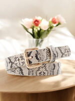 Ceinture en similicuir effet serpent - beige