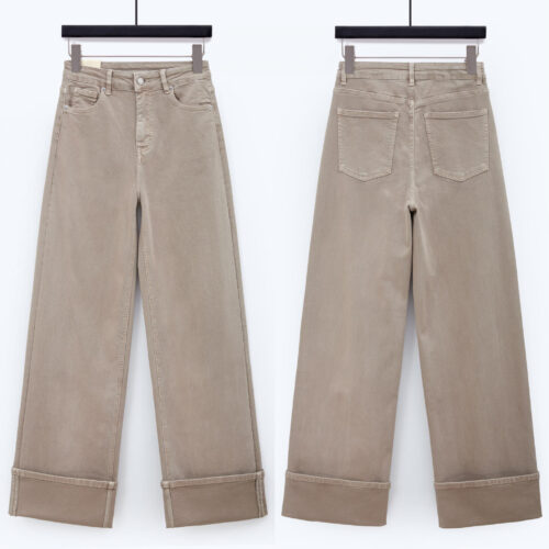 Jeans large avec bord non cousu - Nira - beige