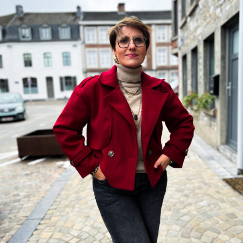 Home 6 Manteau court oversized - Manon - bordeaux