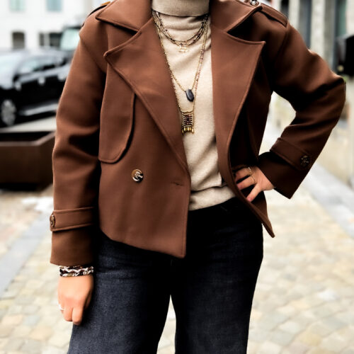 Home 4 Manteau court oversized - Manon - marron