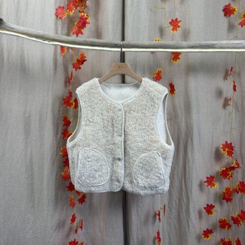 Gilet sans manches en teddy - Marina - crême