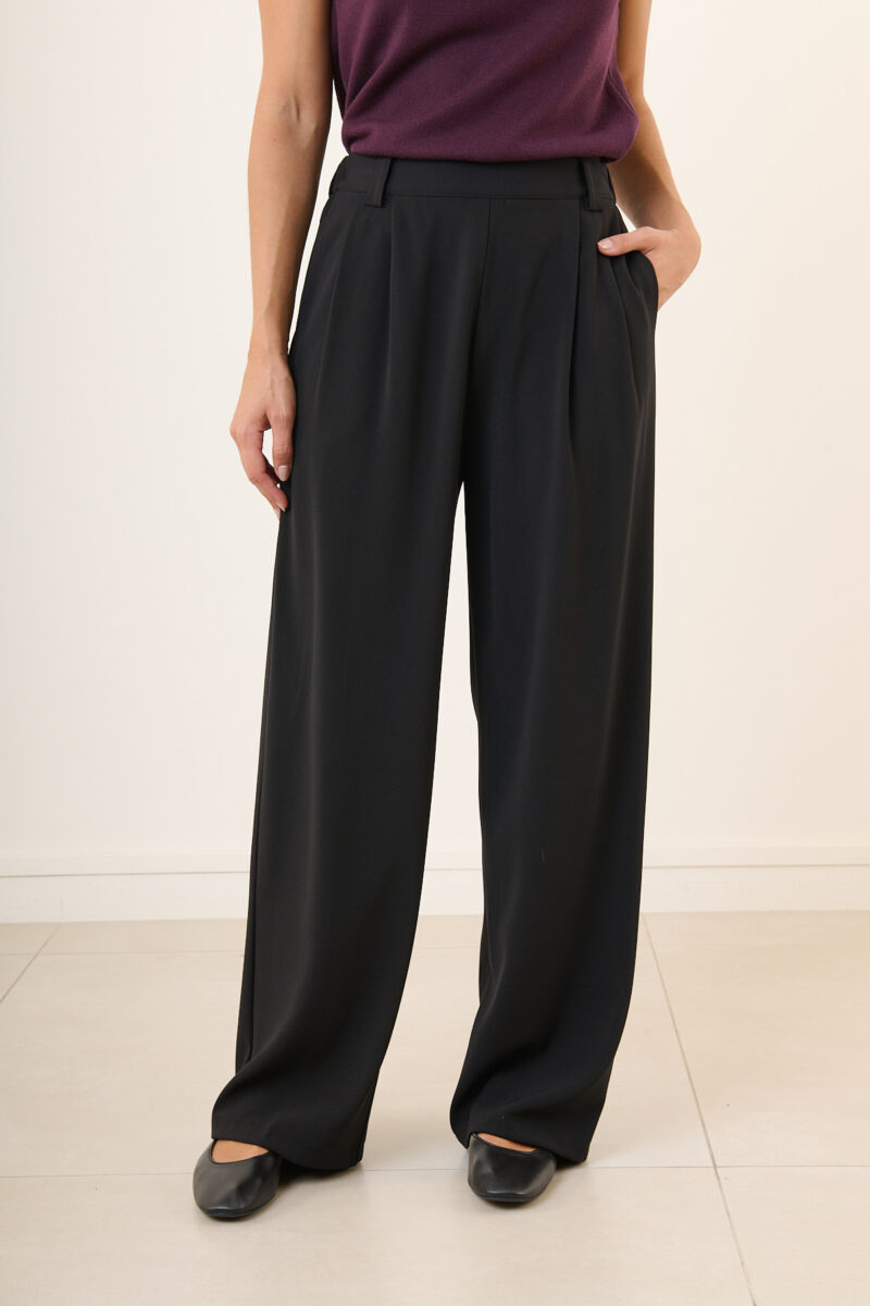 Pantalon de tailleur fluide avec elastique au dos Paula Noir Dame 18277 2