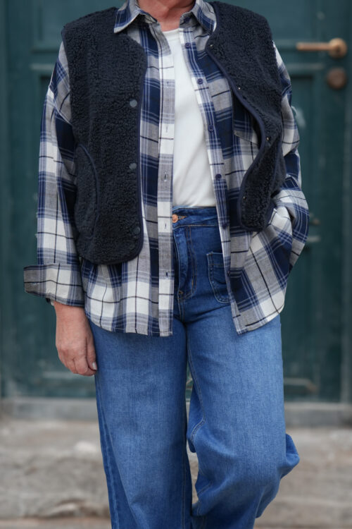 Gilet sans manches en teddy - Marina - bleu marine