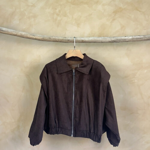 Veste en suédine avec épaulette - Paula - Chocolat