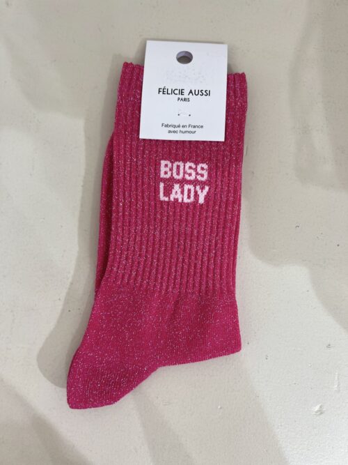 Chaussettes - Félicie Aussi - BOSS LADY paillettes rosefluo 36/40