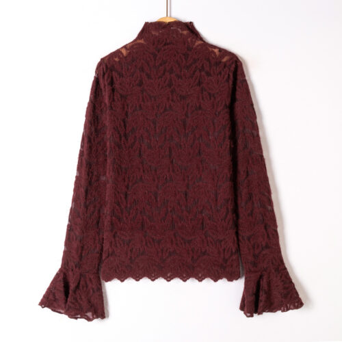 Blouse manches longues et col montant - Victoria- Bordeaux