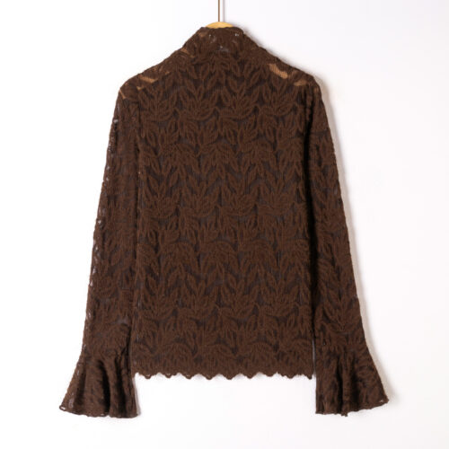 Blouse manches longues et col montant - Victoria - Chocolat