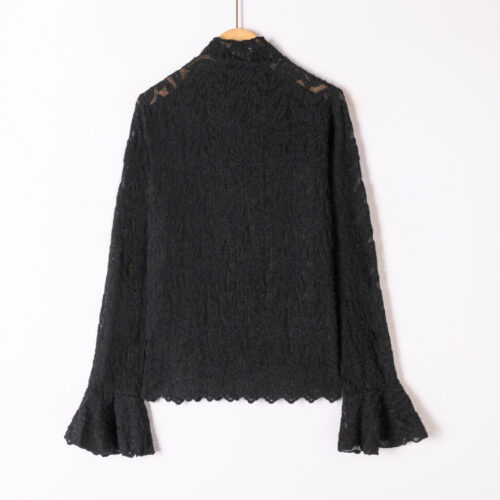 Blouse manches longues et col montant - Victoria- Noir