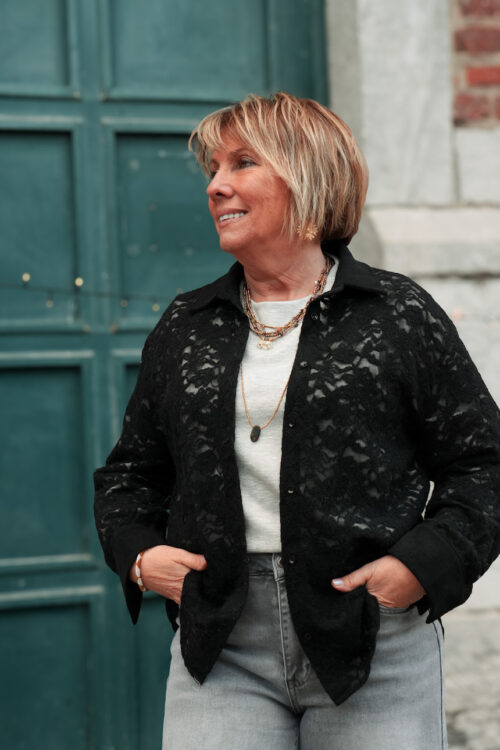 Chemise en dentelle - Noir