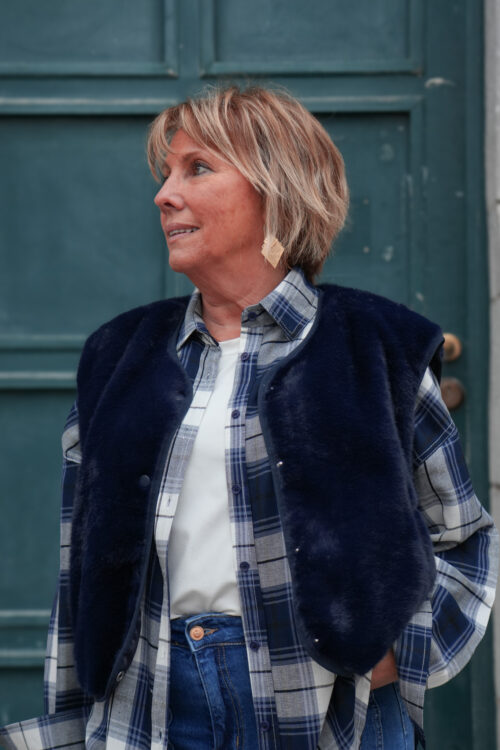 Gilet sans manches fourrure synthétique - Fred - marine